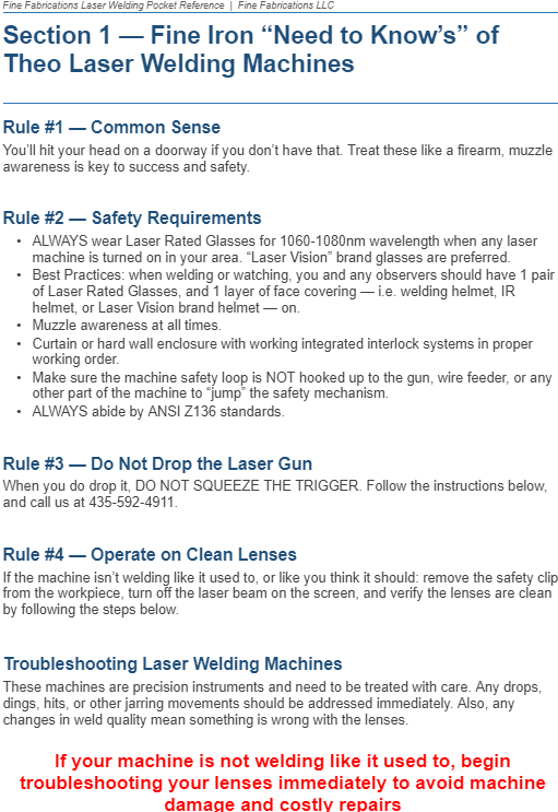Handheld Laser Welding Pocket Book